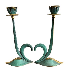 lot 342 image: Pair of Vintage Art Nouveau Candle Holders