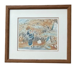 lot 360 image: Woman in Profile Woodblock Print by Inagaki Toshijiro