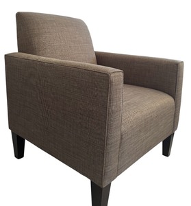 Gray Tone Upholstered Chair with Ottoman