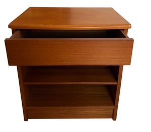 lot 236 image: Vintage Wooden Bedside Table with One Drawer and Two Shelves