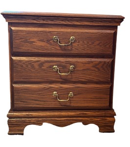 lot 17 image: Vintage Beautiful Bedside Table with Two Drawers and Brass Handles