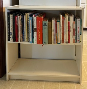 lot 402 image: Collection of Cookbooks and White Shelf