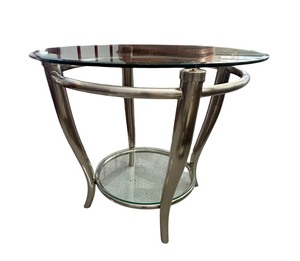 lot 271 image: Silver and Glass End Table  Accent Table