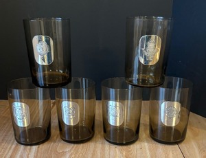 lot 465 image: Set of Six Vintage L Etain A La Rose Craft Glasses