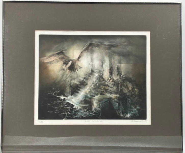 lot 399 image: ANDRE BONGIBAULT Signed, Numbered & Framed Aquatint Etching RIVES INCERTAINES 3399