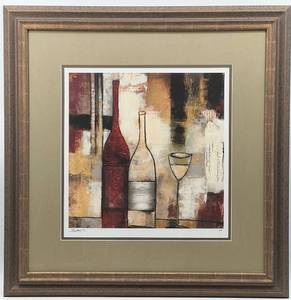 lot 16 image: Bellows - Signed Artist Proof Framed Wine and Glasses Artwork