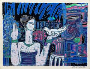 lot 22 image: Limited Edition Lithograph by Miguel Martinez - Woman with Bird