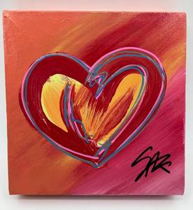 lot 29 image: Pop Heart by Steve Kaufman Canvas Painting