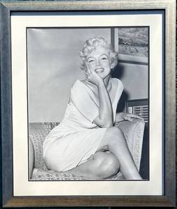 lot 52 image: LARGE Framed Black and White Marilyn Monroe Photograph