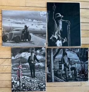 lot 66 image: Collection of 4 Black and White Billy Gibbons Photographs on Metal #1