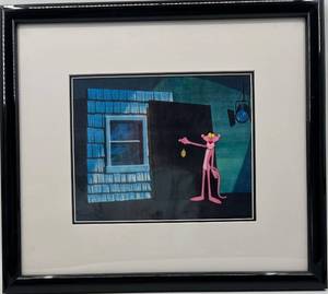 lot 81 image: Framed Pink Panther Animation Cel Art with Black Frame