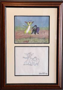 lot 91 image: Walt Disney 1980 Winnie the Pooh Animation Cel with Sketch