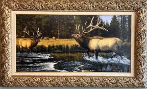 lot 101 image: Framed Bruce Miller Elk Wilderness Signed Limited Edition Print