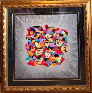 lot 109 image: Anatole Krasnyansky Framed Acrylic and Watercolor Abstract Artwork with Vibrant Colors