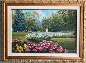 lot 112 image: Peonies Spring by Schaefer Miles - Original Landscape Painting