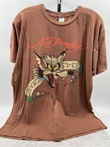 lot 145 image: Ed Hardy XL T-Shirt with Wolf and Love Me Tattoo Design