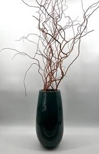 lot 148 image: Green Glazed Ceramic Vase with Twisted Willow Branches