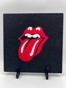 lot 201 image: Vintage Rolling Stones Felt Artwork featuring Iconic Logo