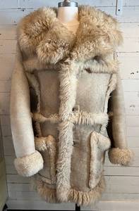lot 232 image: Shearling Sheepskin Coat with Fur Trim