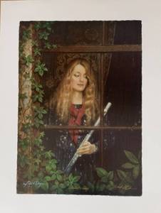 lot 293 image: Limited Edition Signed Art Print by Robert Owen Lady with Flute