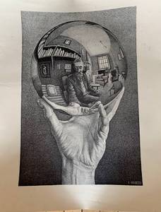 lot 357 image: M.C. Escher Lithograph Print Hand with Reflecting Sphere