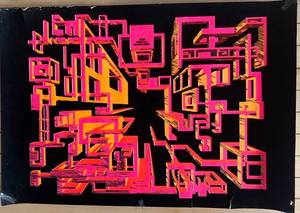 lot 380 image: Retro Black Light Poster with Neon Abstract Design