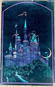 lot 385 image: Vintage Blacklight Poster of Fantasy Castle