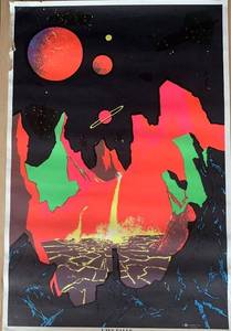 lot 390 image: Vintage Black Light Poster with Cosmic Design