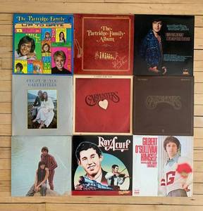 lot 426 image: Collection of 9 Vintage Vinyl Records Featuring Iconic Artists including the Carpenters