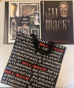 lot 436 image: Collection of Bill Mack Artworks Books and Bag