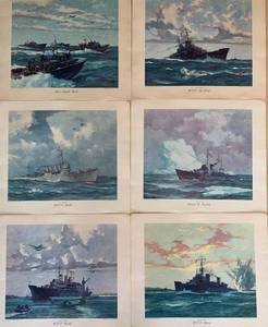 lot 443 image: Collection of Vintage WWII Naval Art Prints