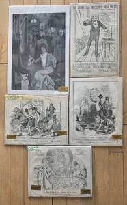 lot 444 image: Collection of 5 Vintage Illustrated Prints