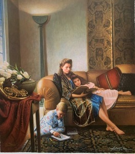 lot 486 image: Robert H. Olson Limited Edition Print - Mother and Children
