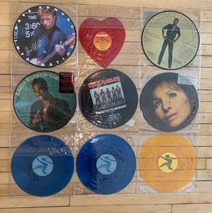 lot 508 image: Collection of 9 Assorted Picture and Colored Vinyl Records