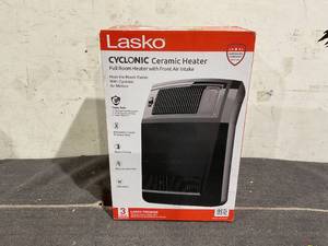 lot 112 image: Lasko 1500W Cyclonic Ceramic Console Electric Space Heater with Timer