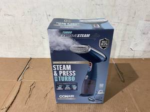 lot 242 image: Conair Handheld Garment Steamer for Clothes, Turbo ExtremeSteam 1550W, Portable Handheld Design, Strong Penetrating Steam GS38R