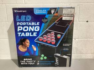 lot 493 image: LED Pong Table, Portable Party Game Set, 27-Inch Height, by MinnARK