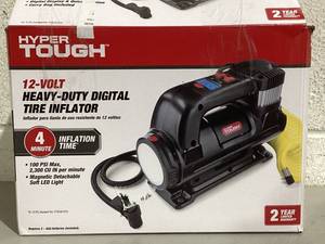 lot 507 image: Hyper Tough DC 12V Heavy Duty Direct Drive Digital Tire Inflator with Detachable LED Light