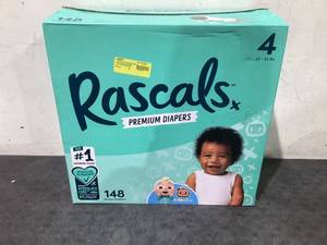 lot 642 image: Rascals Premium CoComelon Absorbent Baby Diapers Size 4, 148 Count