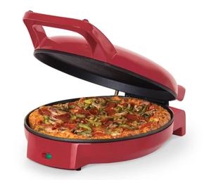 lot 129 image: Dash 12 Pizza Griddle, Red - Personal Pizza Maker with Dual Cooking Surfaces, Nonstick & 450°F Heat