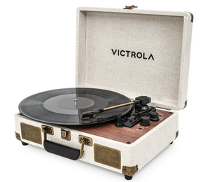 lot 137 image: Victrola Venture Bluetooth Portable Mid-Century Modern Suitcase Record Player with 3-Speed Turntable & Built-in Speakers