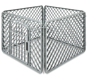 lot 501 image: Vibrant Life 4-Panel Pet Playpen, 24H Dog Fence with Door for Indoor and Outdoor Use