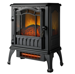 lot 617 image: Mainstays 2-Setting 3D Electric Stove Heater with Life-like Flame