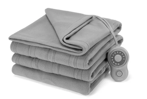 lot 627 image: Twin Size Sunbeam Blanket Grey Fleece, 12 Heat Settings, 12-Hour Auto Shut-Off, Electric Heated Blanket with Controller, 84 x 62