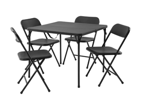 lot 630 image: 5PCS Mainstays Resin Card Folding Table and Four Folding Chairs Set