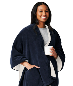 lot 658 image: Sunbeam On-The-Go Throw Poseidon Microplush Sherpa, 4 Heat Settings, Cordless Heated Blanket, 50 x 60