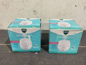 lot 193 image: LOT OF 2 Vicks 3-in-1 Sleepy Time Humidifier Diffuser Nightlight, VUL500
