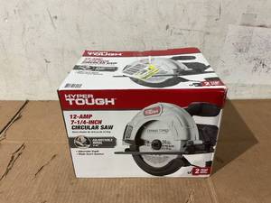 lot 263 image: Hyper Tough 12 Amp Corded 7-14 inch Circular Saw with Steel Plate Shoe, Adjustable Bevel, Blade & Rip Fence