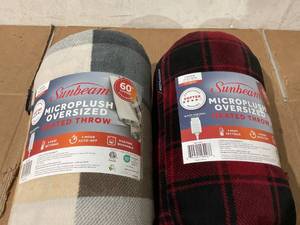 lot 288 image: LOT OF 2 Sunbeam Microplush Oversized Heated Throw, 60x80