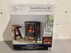 lot 541 image: Mainstays New 2-Setting 3D Electric Stove Heater with Life-like Flame, Black